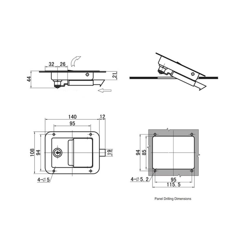 MS858-5S Încuietori industriale cu panouri din oțel inoxidabil 510g MS858-5S Încuietori industriale cu panouri din oțel inoxidabil 510g