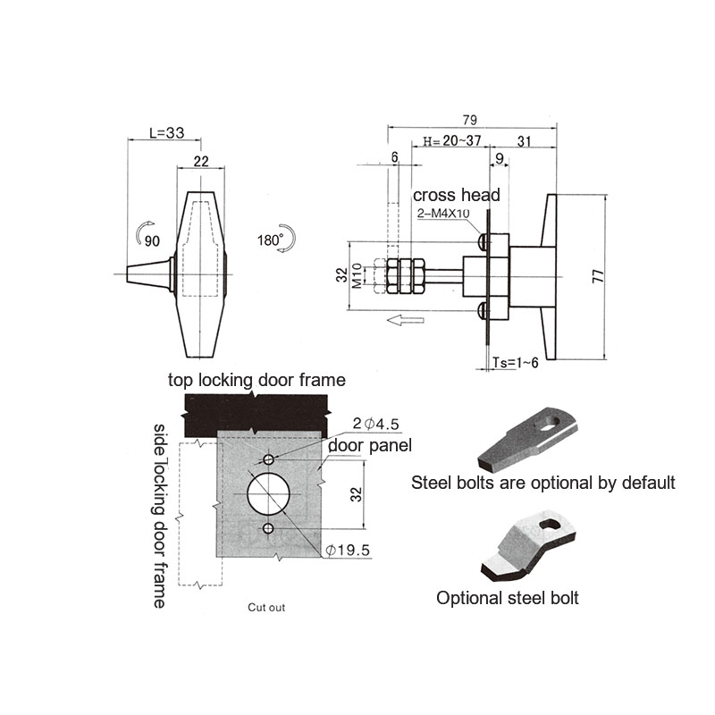 MS309-2 Încuietori pentru dulapuri de tip comprimare industrial din aliaj de zinc MS309-2 Încuietori pentru dulapuri de tip comprimare industrial din aliaj de zinc