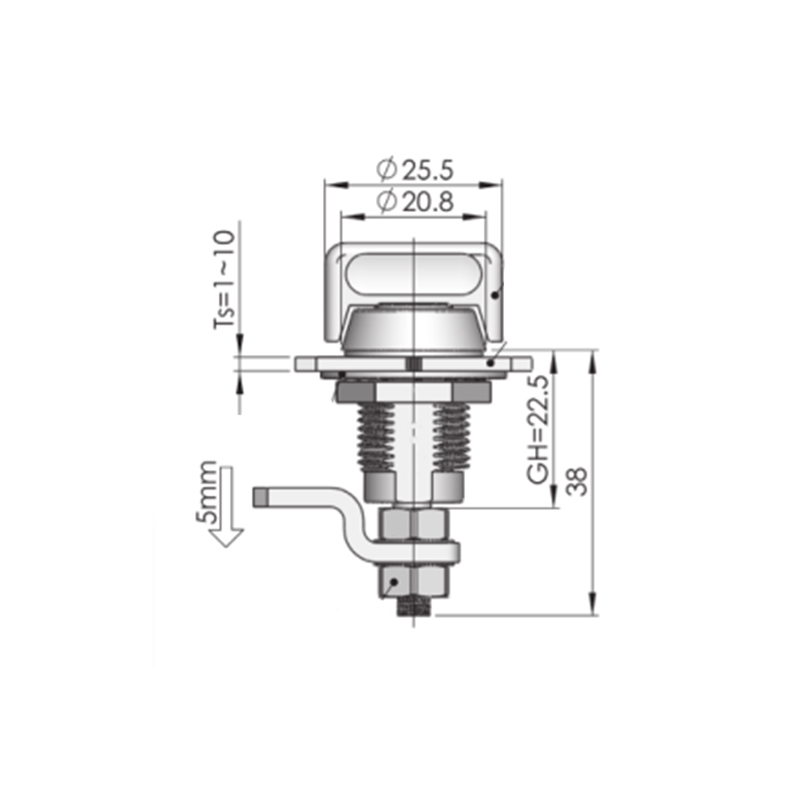 MS816-3S-2 Încuietori cu zăvor cu compresie cu cilindru pătrat de 6*6mm MS816-3S-2 Încuietori cu zăvor cu compresie cu cilindru pătrat de 6*6mm