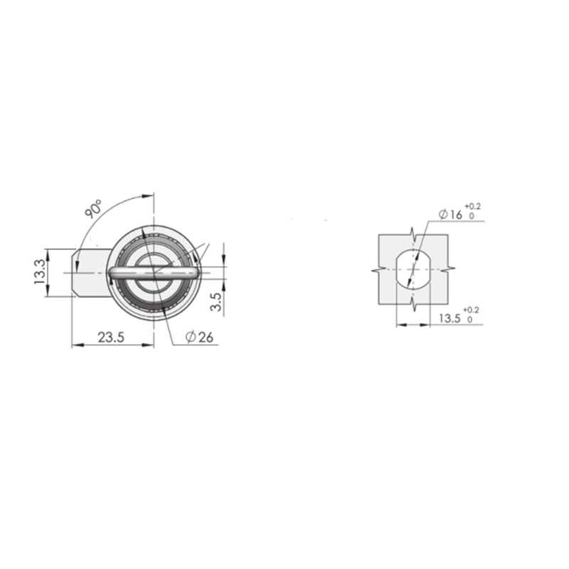 MS816-3S-4S Încuietori industriale din oțel inoxidabil cu rotire la 90°, sarcină 360N MS816-3S-4S Încuietori industriale din oțel inoxidabil cu rotire la 90°, sarcină 360N