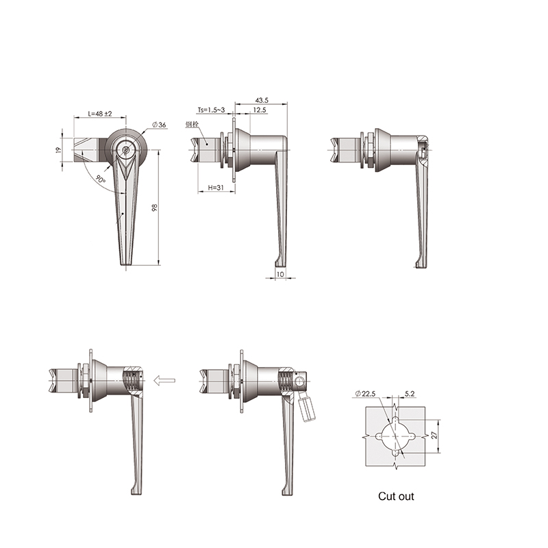 MS302-2 240g Încuietori industriale cu mâner cu dispozitiv de lacăt MS302-2 240g Încuietori industriale cu mâner cu dispozitiv de lacăt